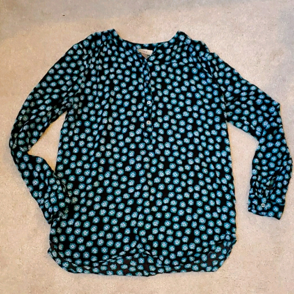 Navy and Teal Loft Long Sleeve Blouse